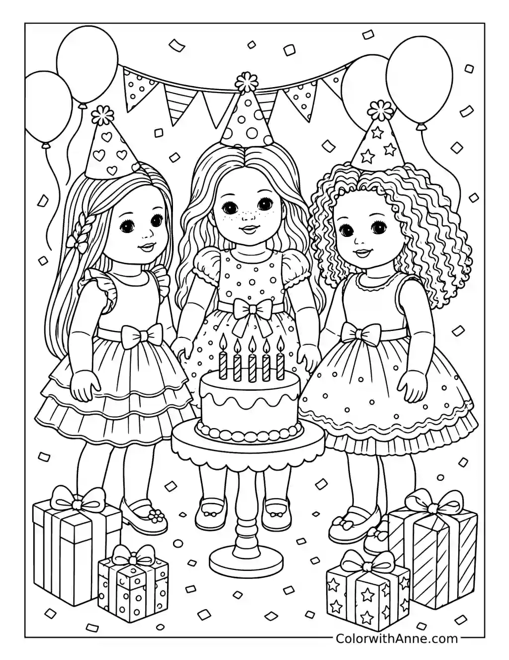 Doll Birthday Party coloring page
