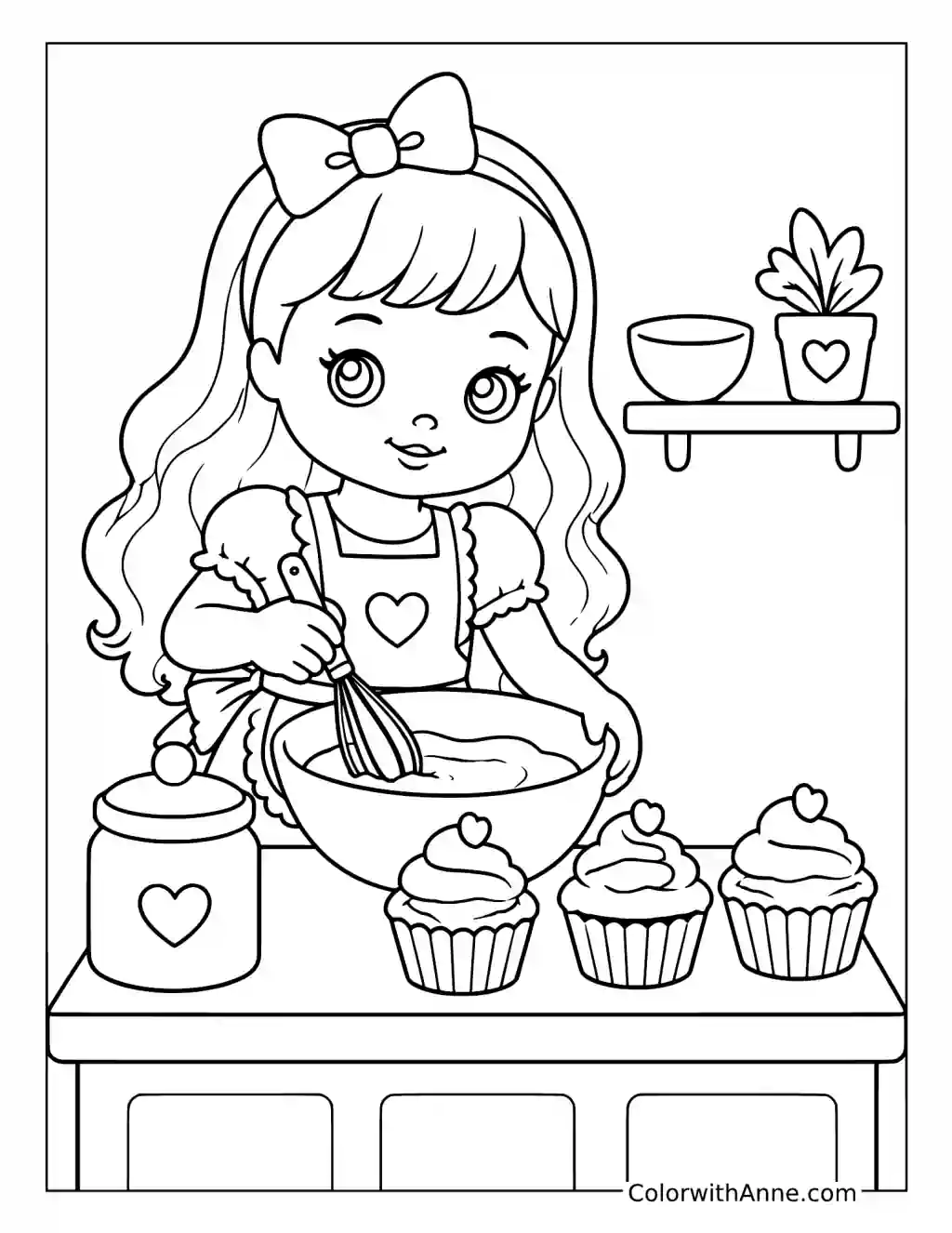 Doll Mixing Batter with a Whisk coloring page