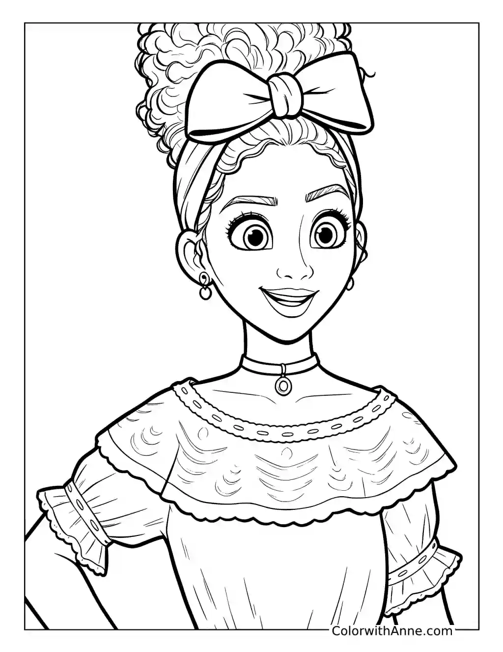 Dolores Madrigal Smiling Portrait coloring page