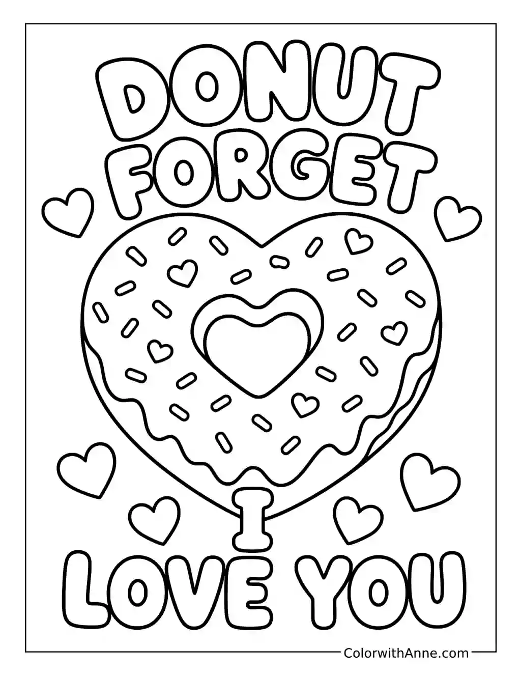Donut Forget I Love You coloring page