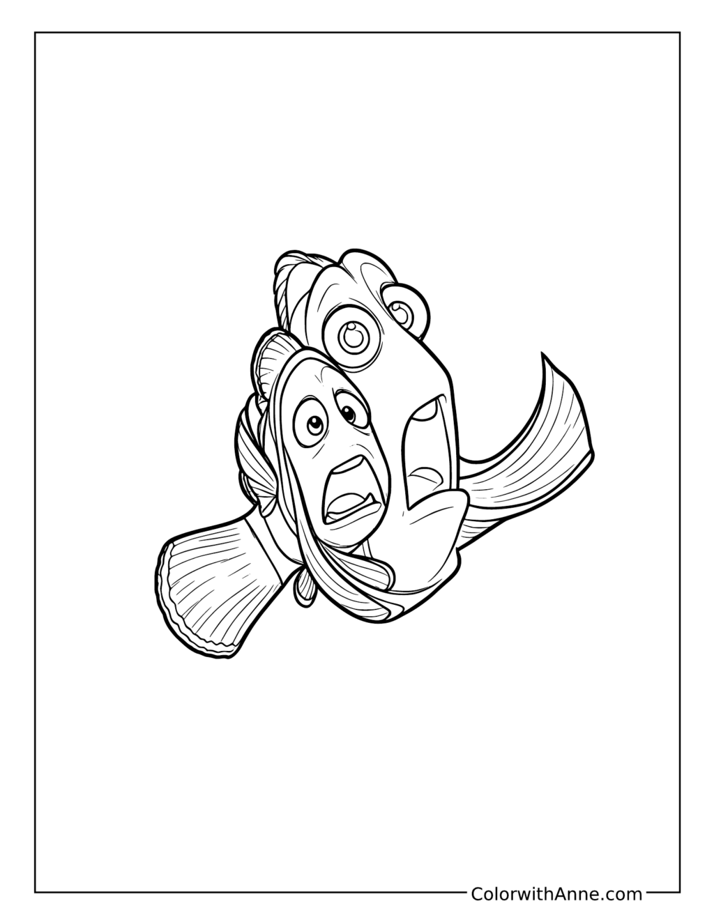 Dory and Marlin Looking Startled coloring page