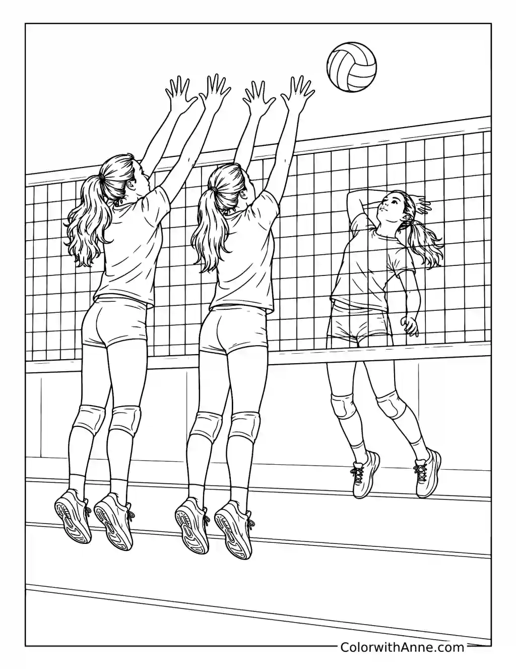 Double Block at the Net coloring page