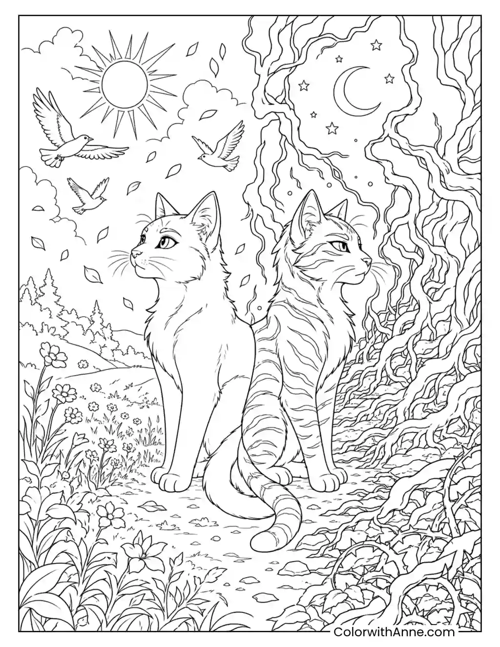 Dovewing and Ivypool Together coloring page