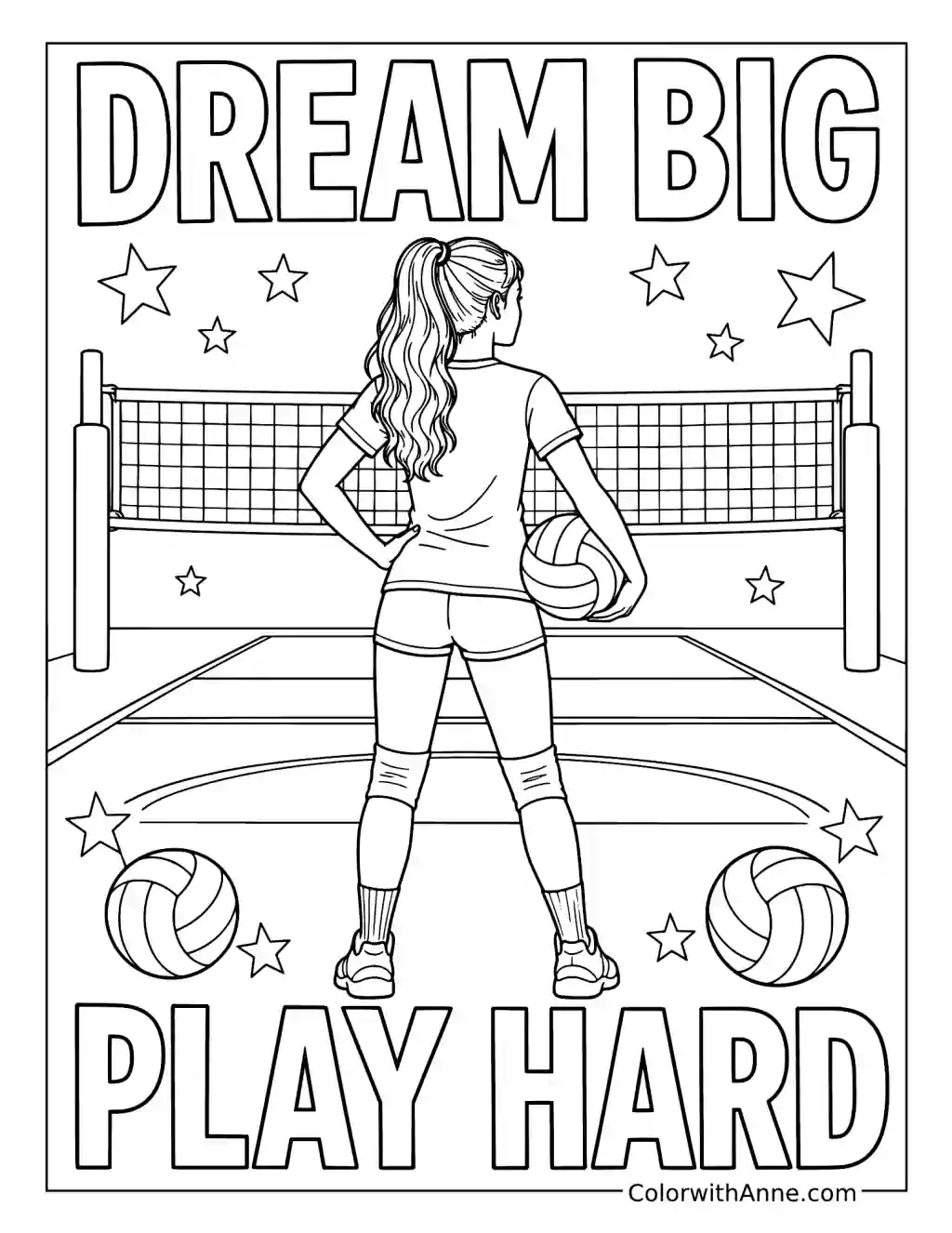 Dream Big, Play Hard Volleyball coloring page