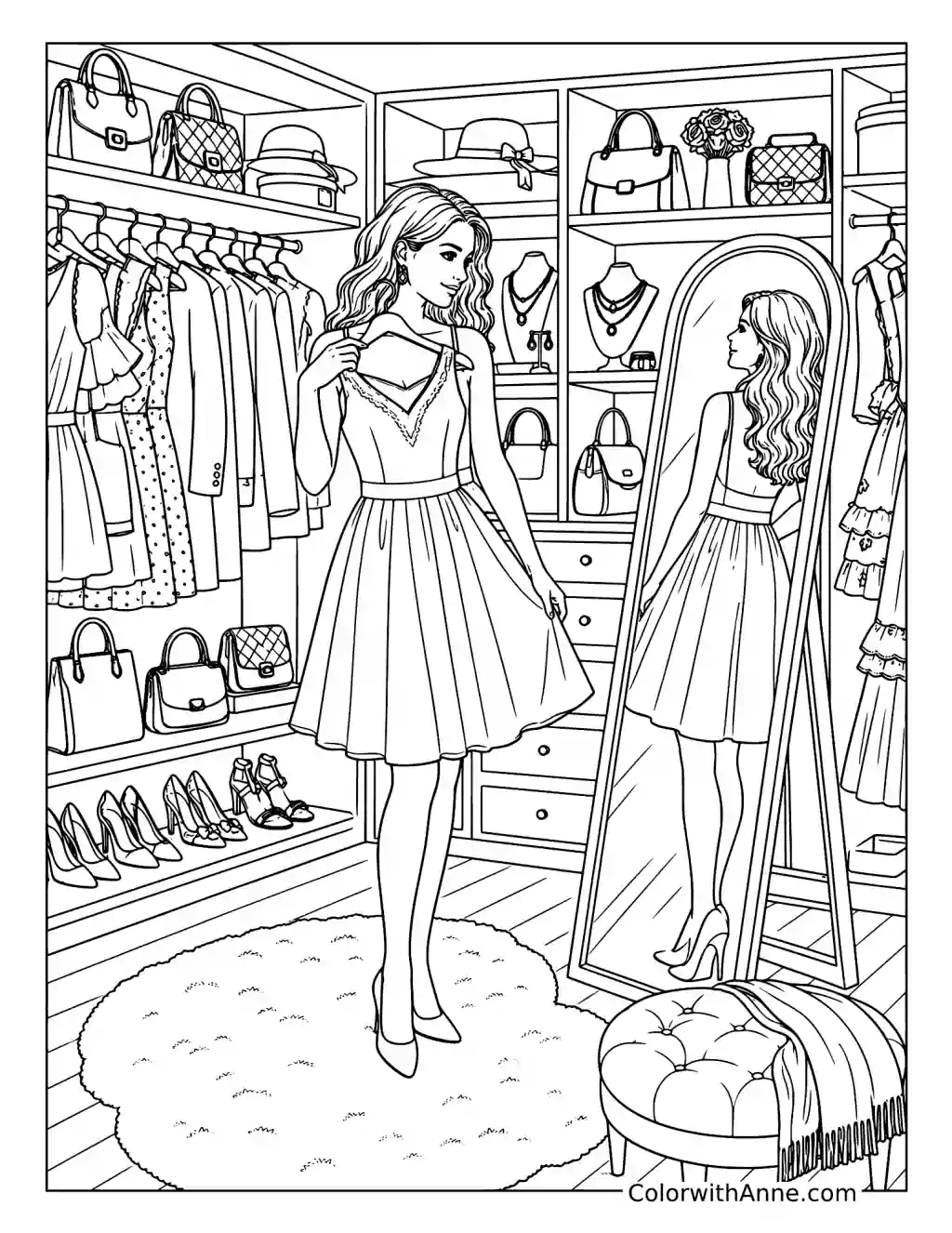Dream Closet Outfit Selection coloring page