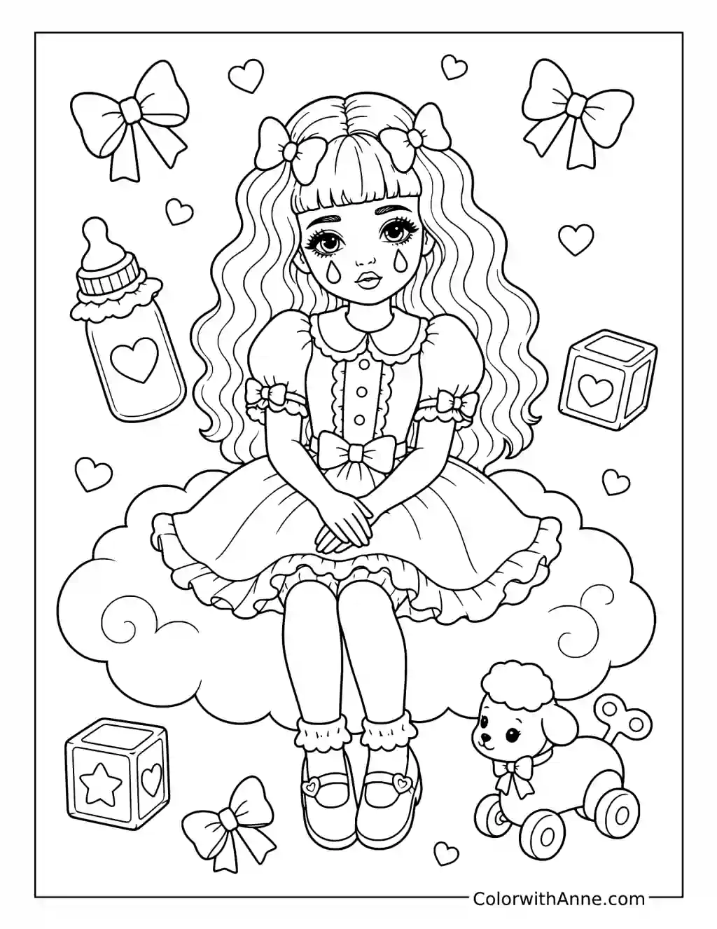 Dreamy Doll on a Cloud coloring page