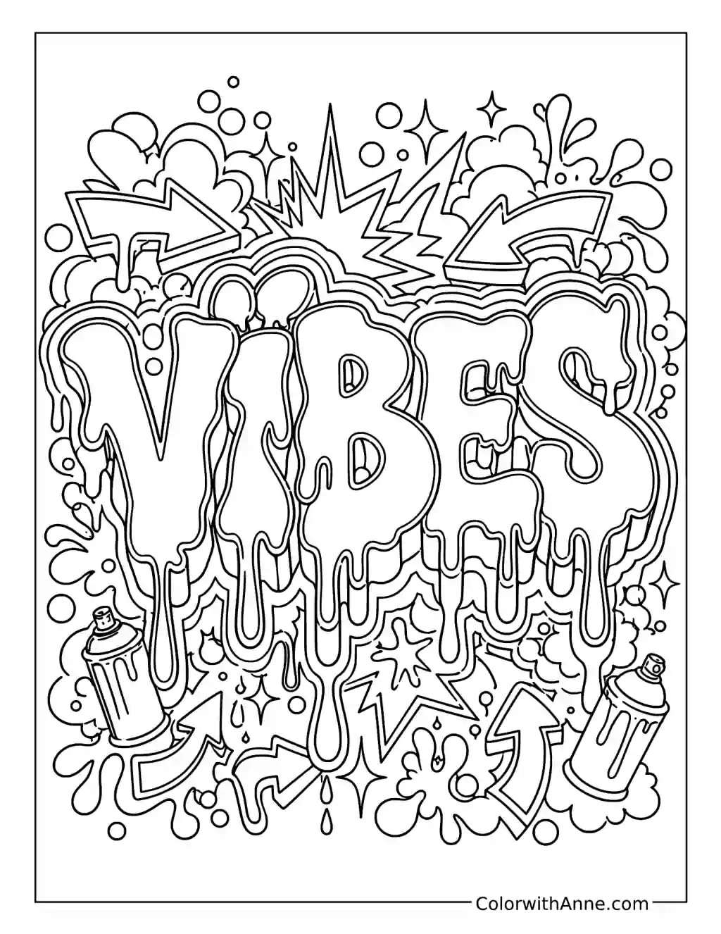 Dripping Graffiti Letters coloring page