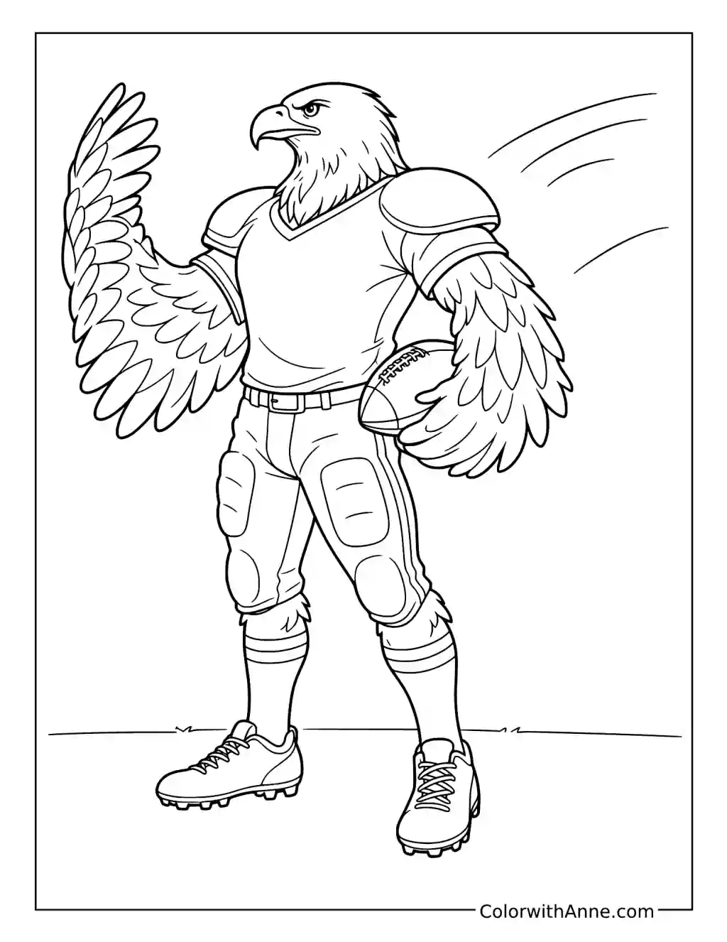 Eagle Mascot Holding a Football coloring page