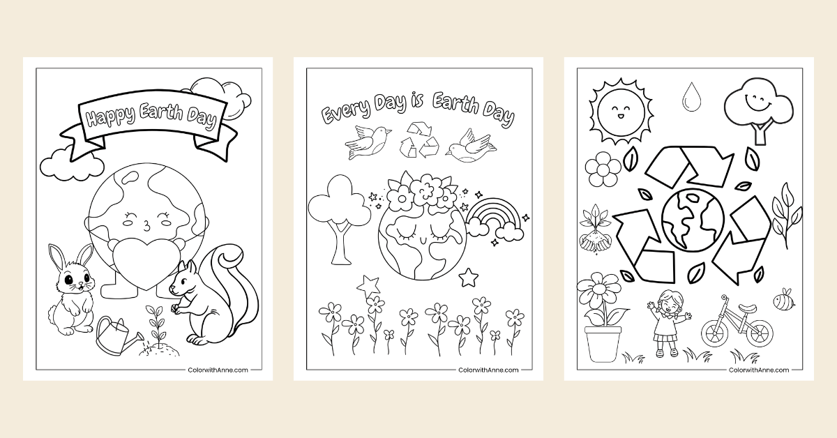 earth day coloring pages banner