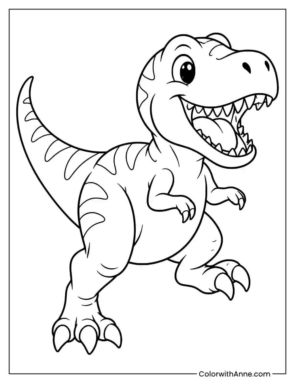 Easy Baby T-Rex Running Coloring Page for Kids