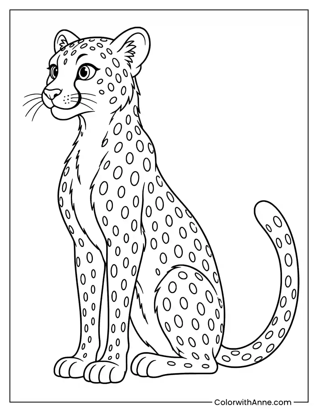Easy Cheetah Coloring Page for Kids