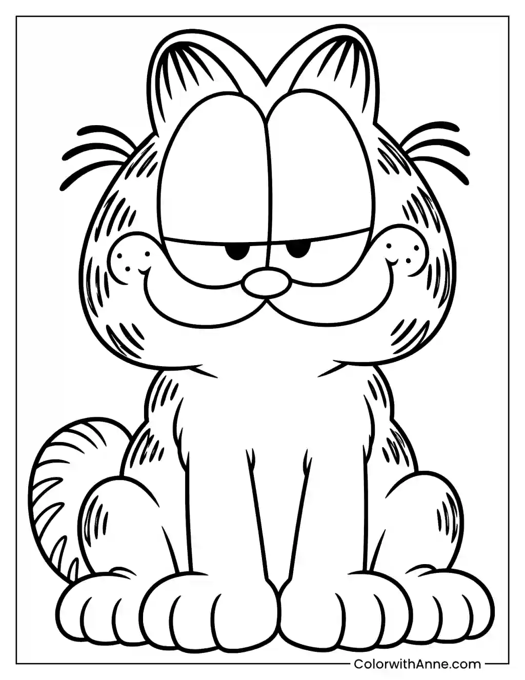 Easy Garfield Coloring Page for Kids