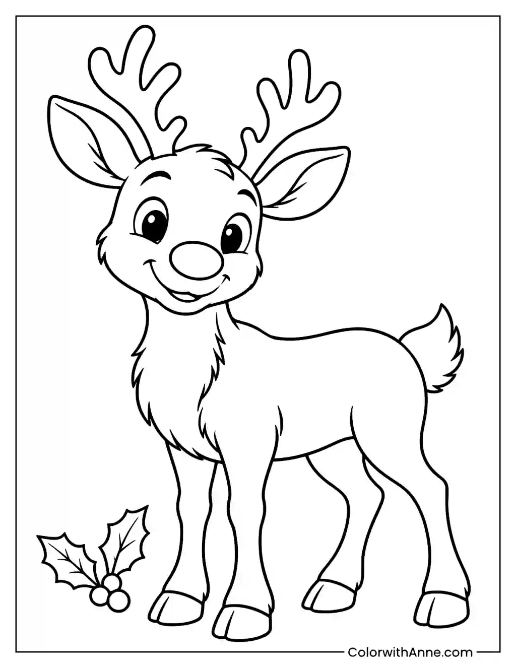 Easy Rudolph Coloring Page for Kids