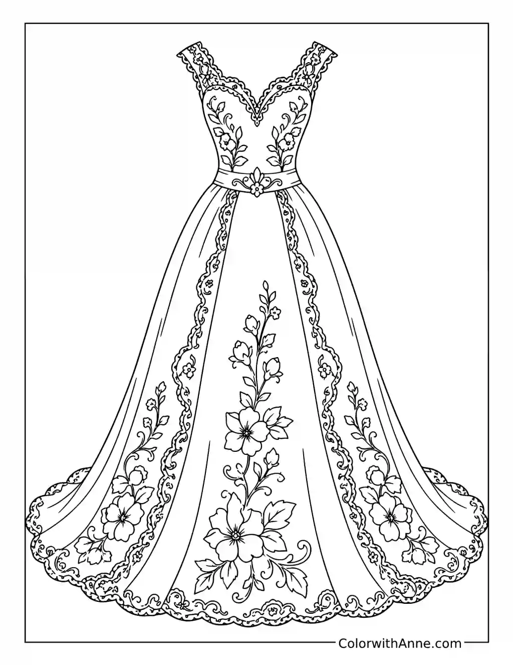 Elegant Wedding Dress coloring page