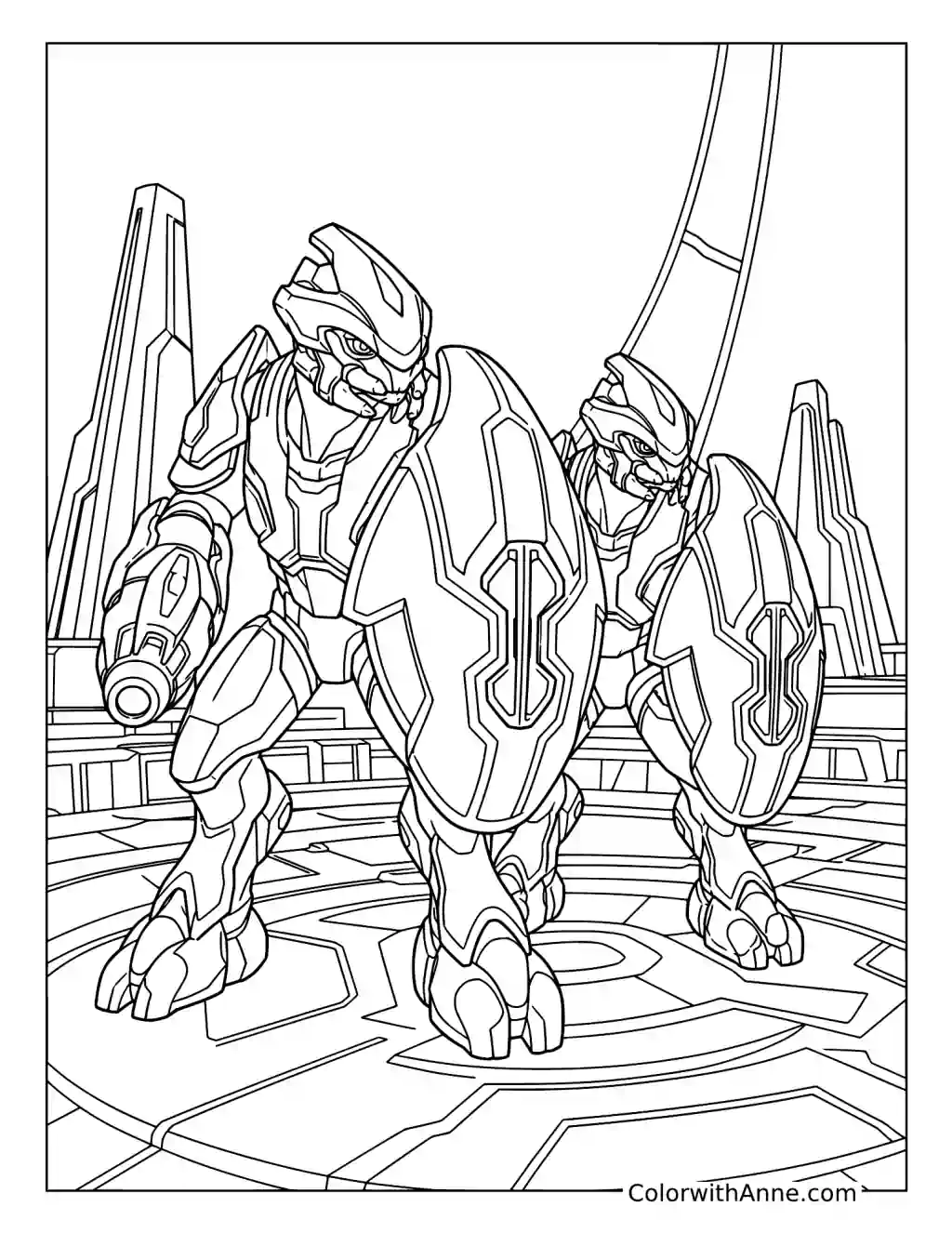 Elite Warriors on the Battlefield coloring page