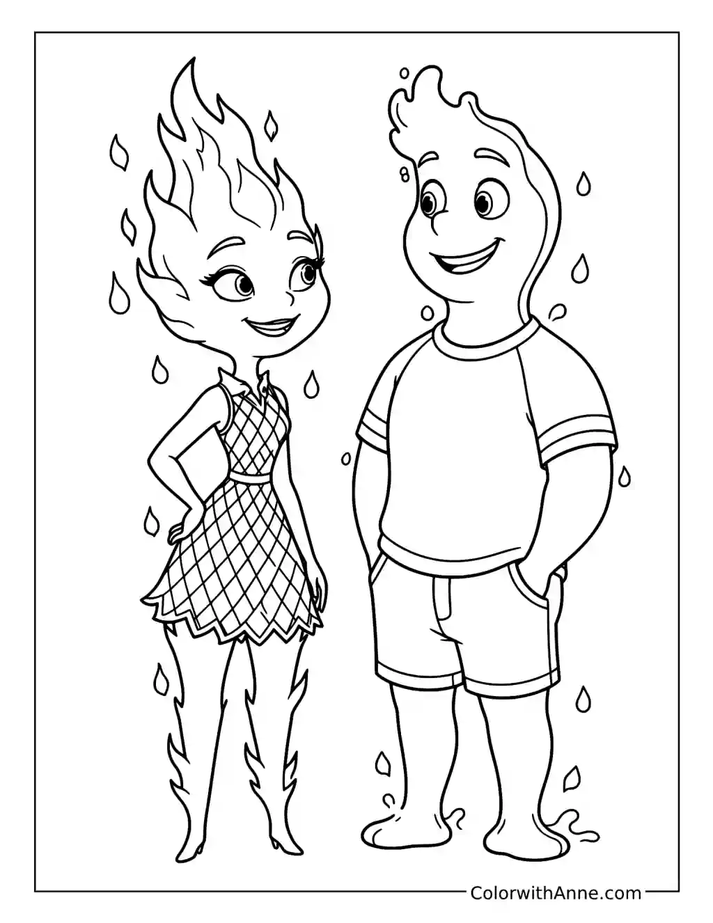 Ember and Wade Together coloring page