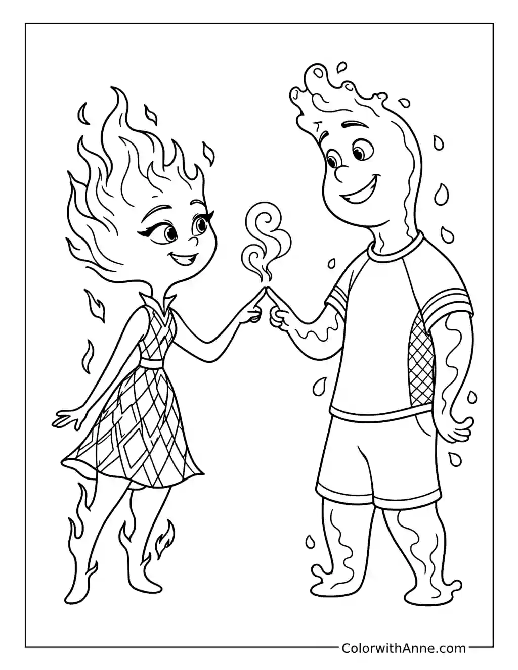 Ember and Wade Touching Hands coloring page