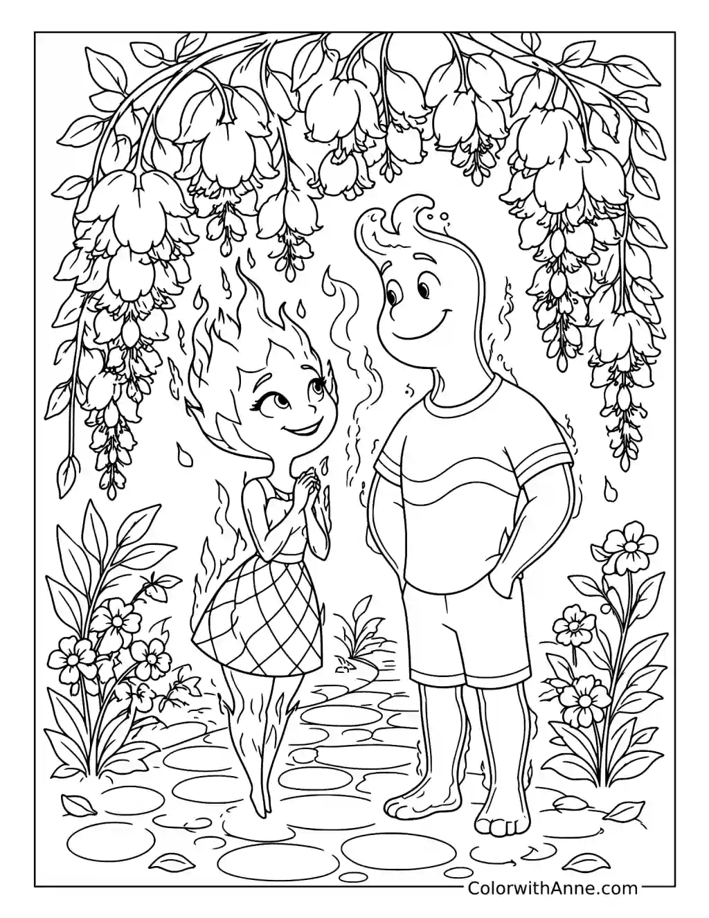 Ember and Wade Under the Vivisteria coloring page