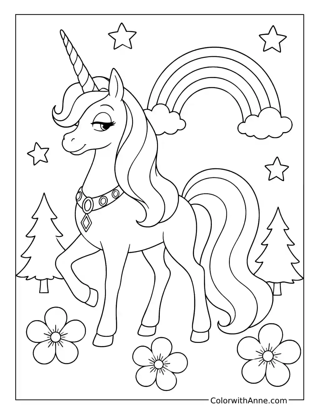 Enchanted Forest Unicorn coloring page