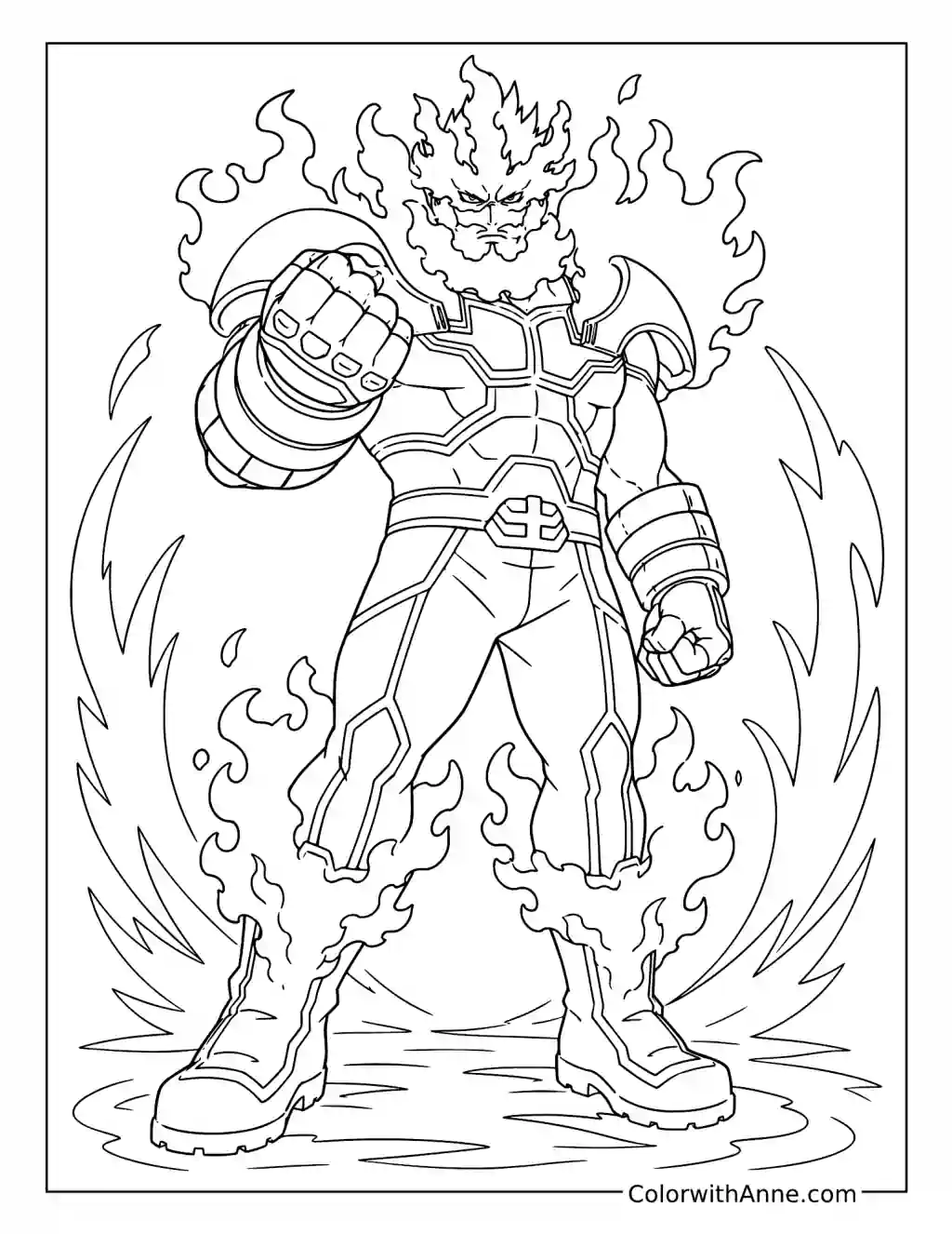 Endeavor Flame Hero coloring page