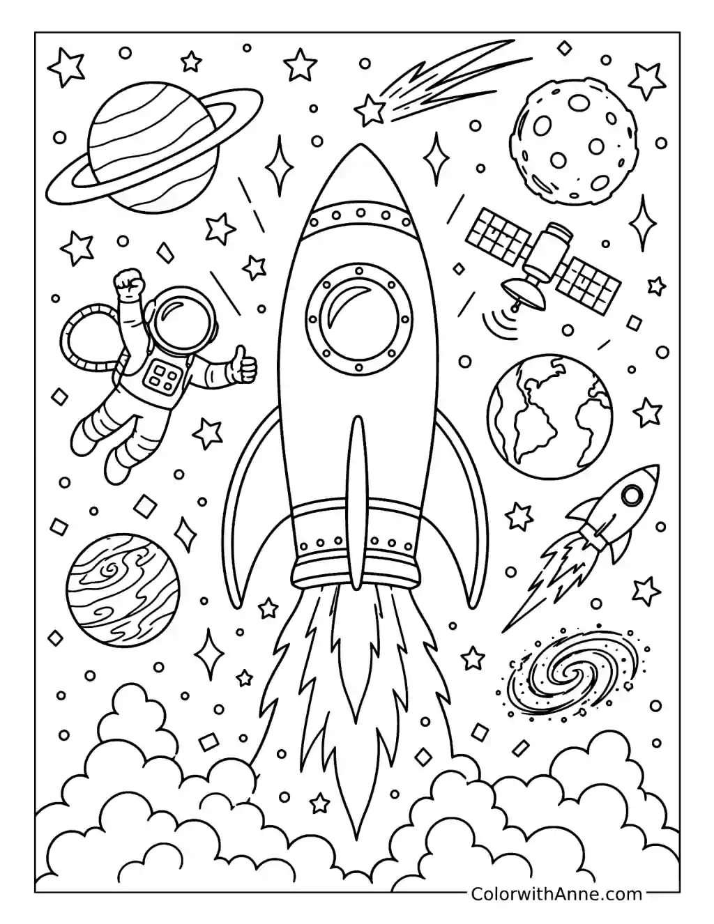 Epic Rocket Space Adventure coloring page