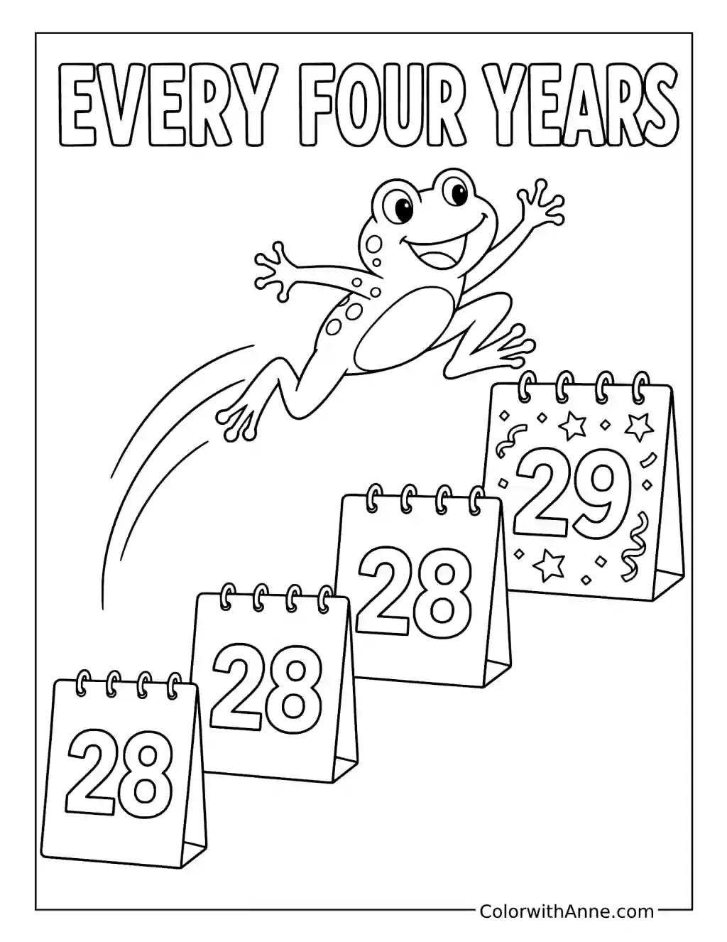 Every Four Years Frog Jump coloring page