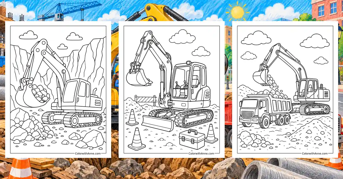 Excavator Coloring Pages banner