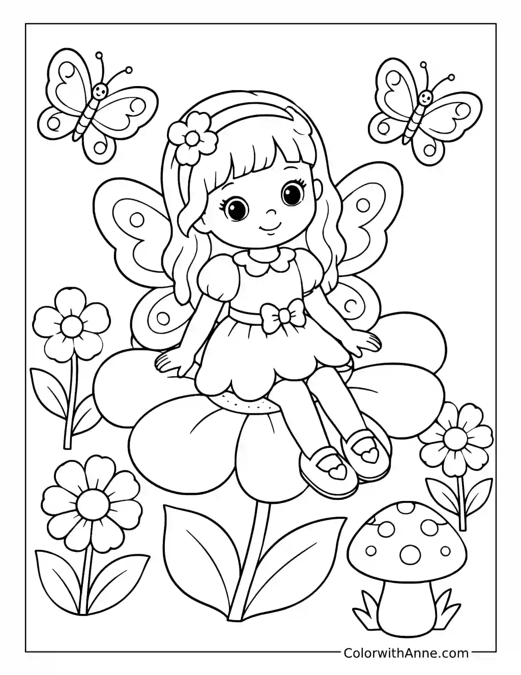 Fairy Doll’s Flower Garden coloring page