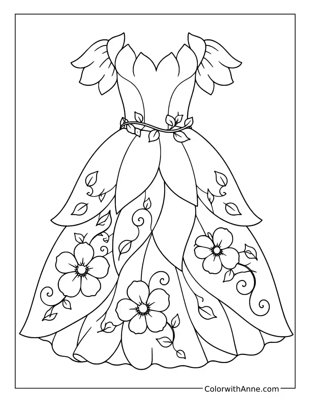 Fairy Flower Dress coloring page