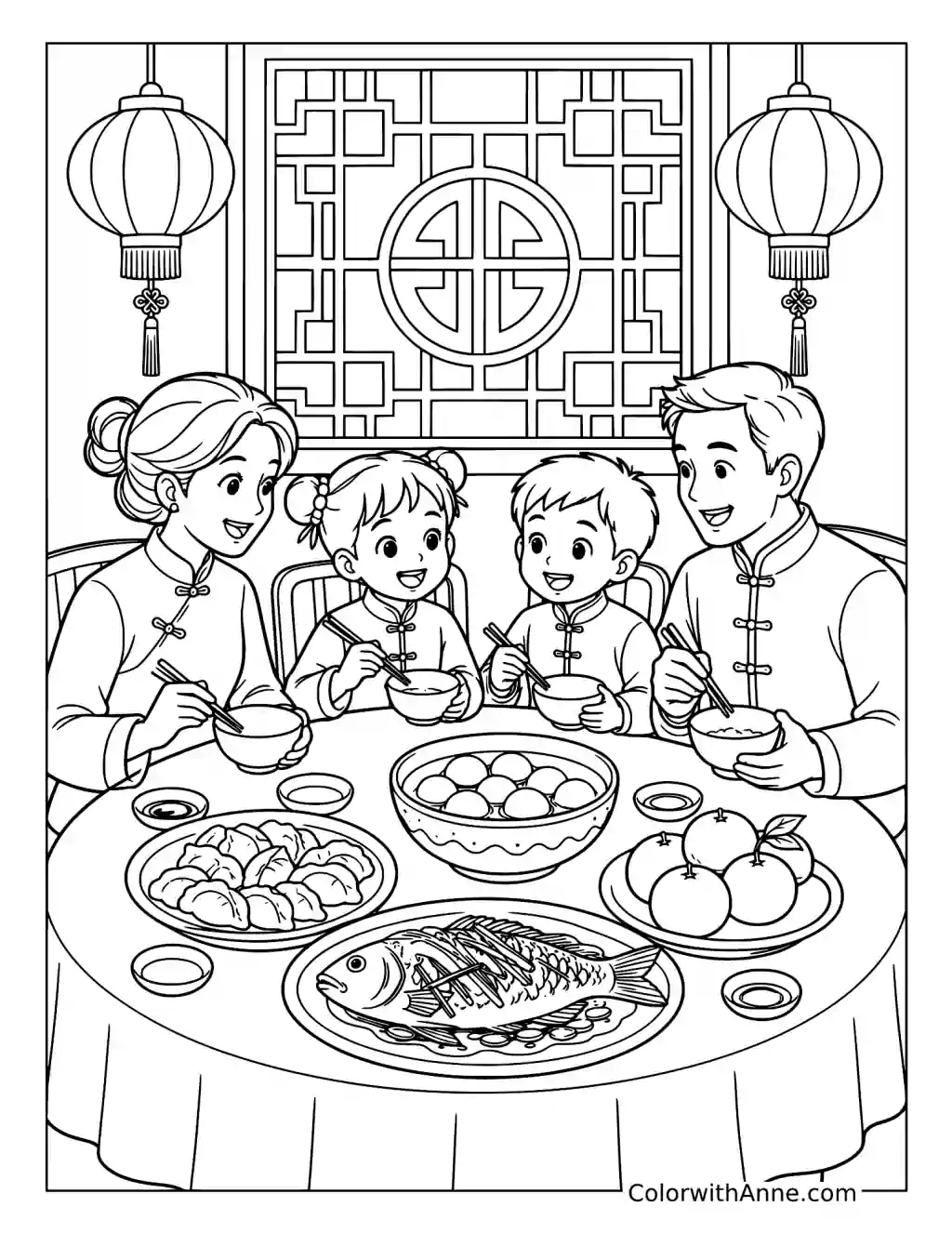 Family Reunion Dinner coloring page