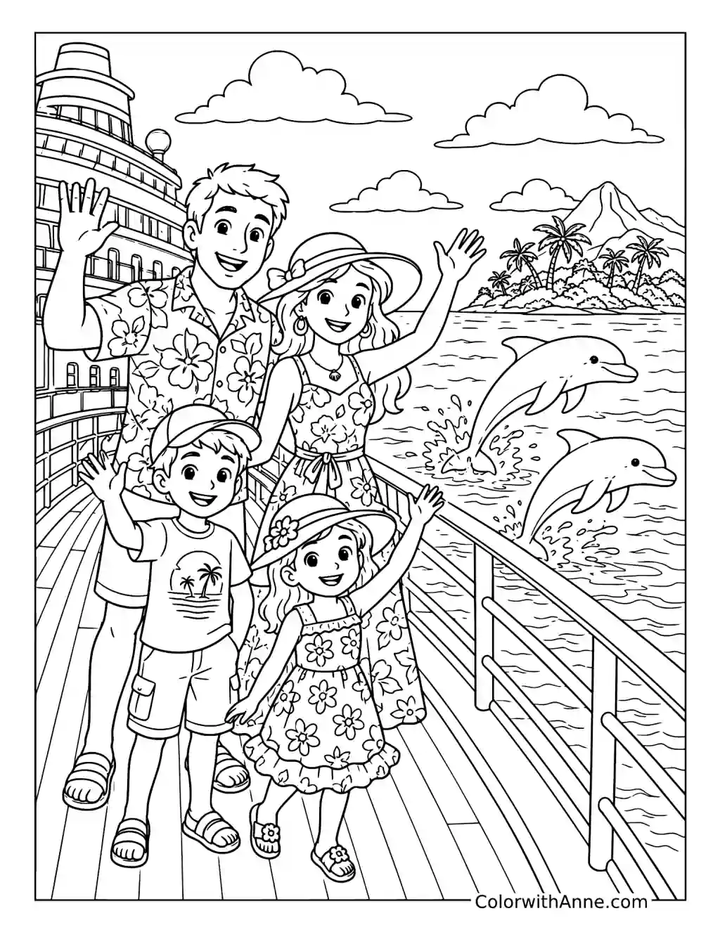 Family Spring Break Cruise coloring page