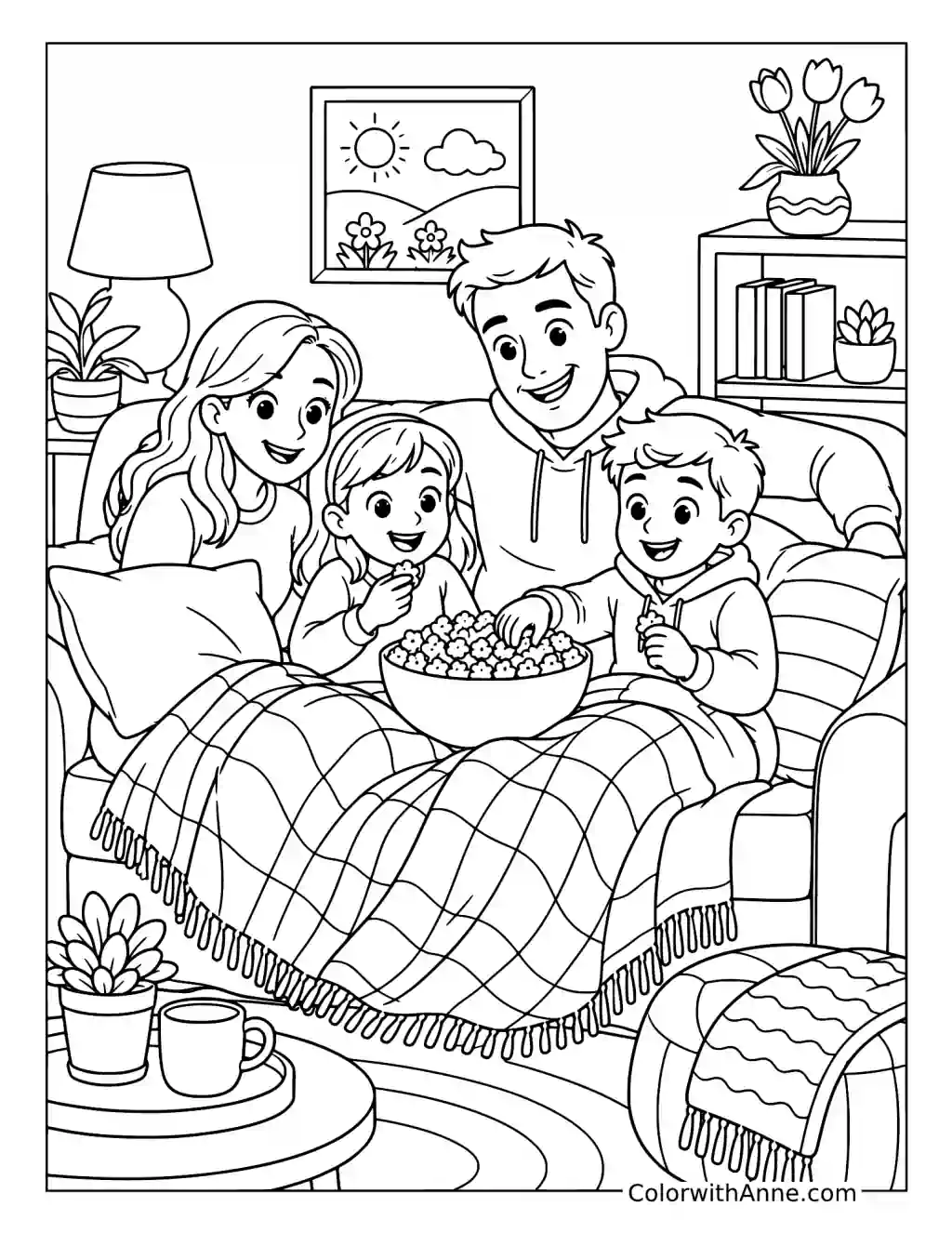 Family Spring Break Movie Night coloring page