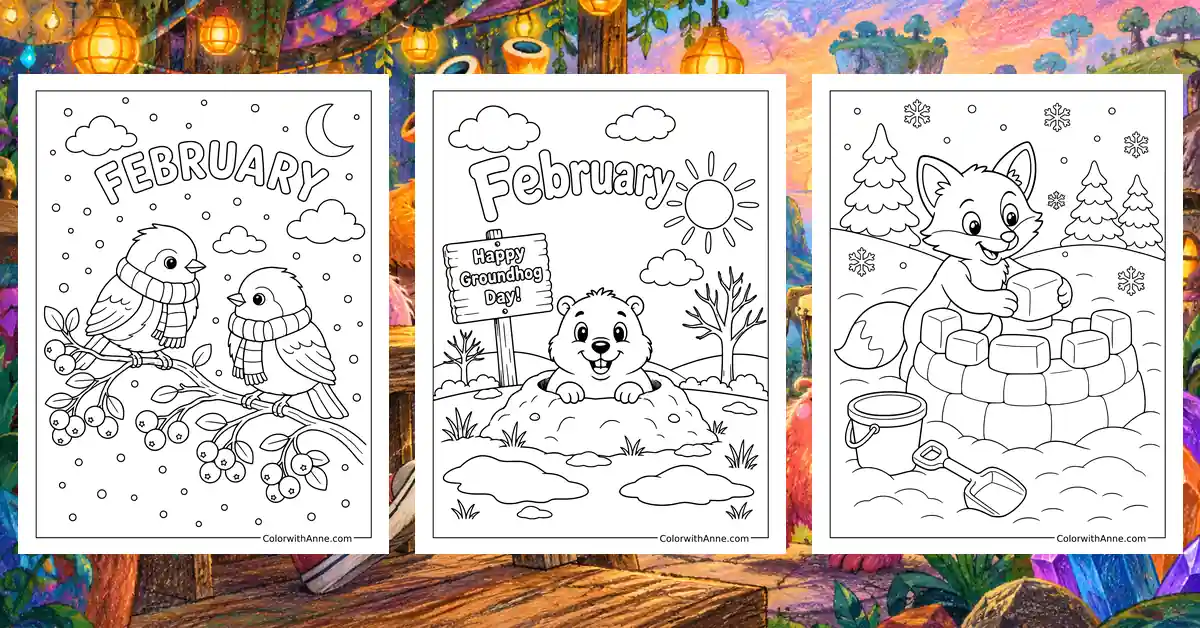 February Coloring Pages banner