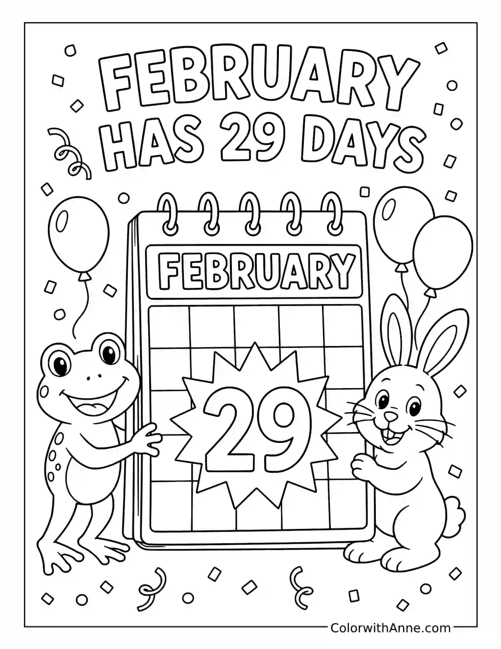February Has Twenty-Nine Days coloring page