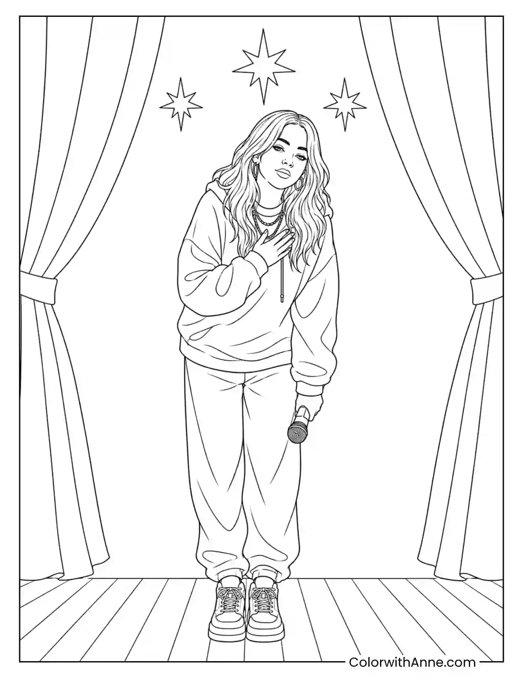 Final Curtain Bow Under Stars coloring page