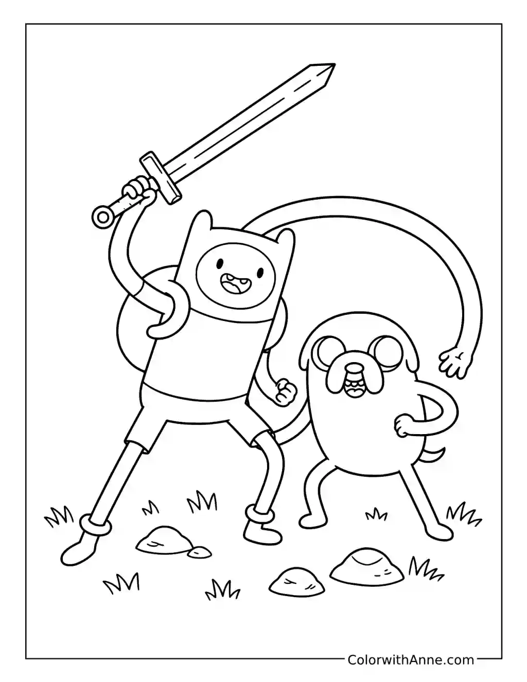 Finn and Jake Adventure Pose coloring page