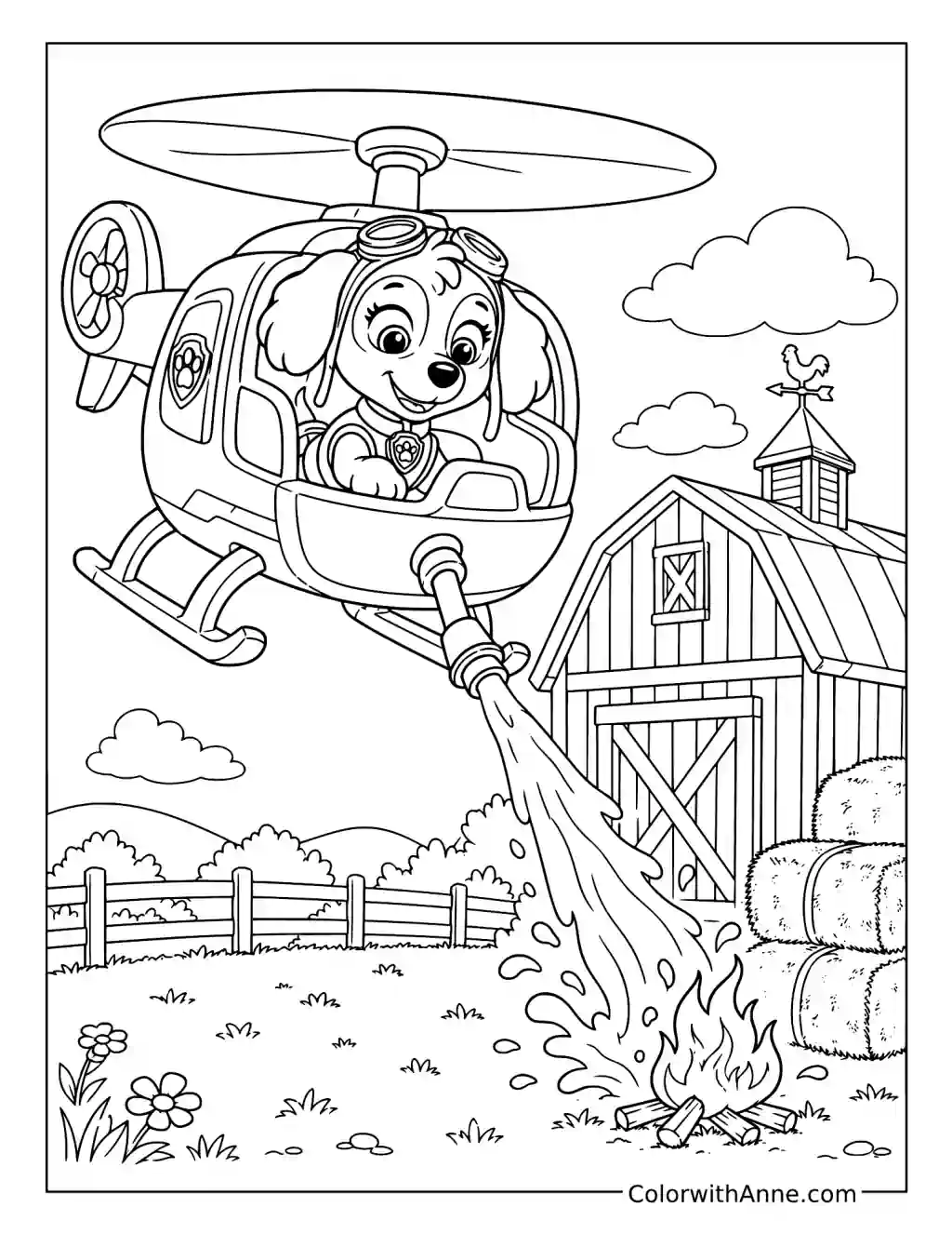 Fire Rescue Skye Helicopter coloring page