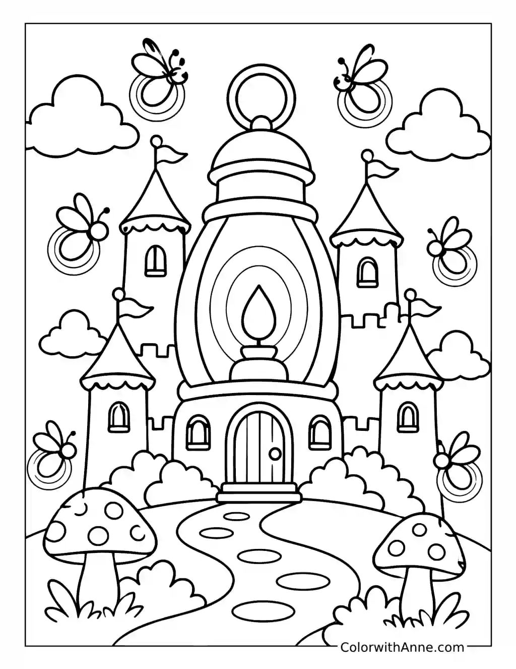 Firefly Lantern Castle coloring page