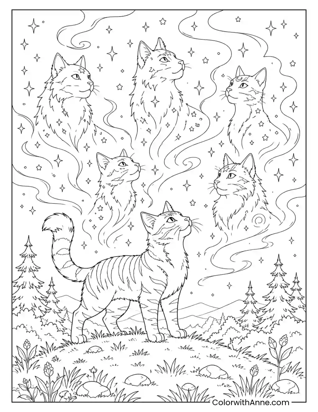 Firestar Beneath the Starry Sky coloring page
