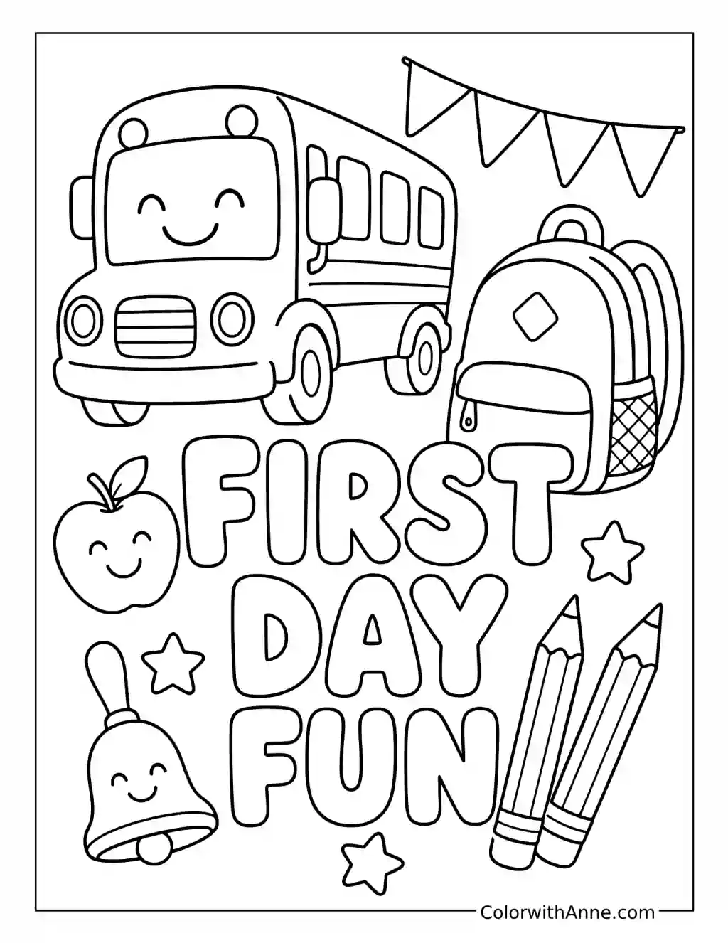 First Day Fun coloring page