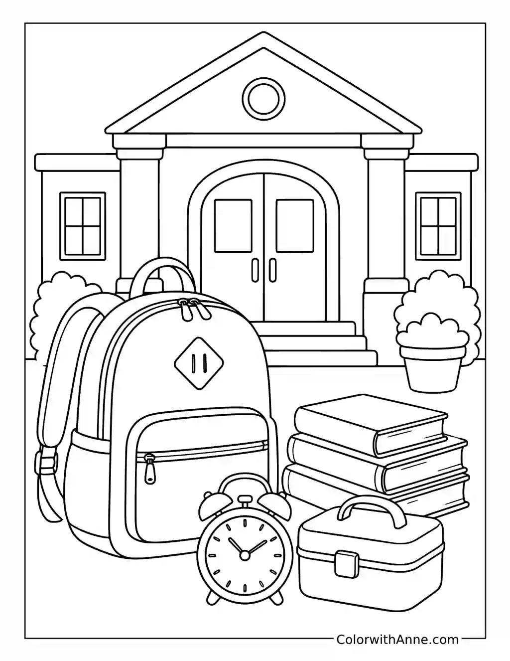 First Day of School Backpack coloring page