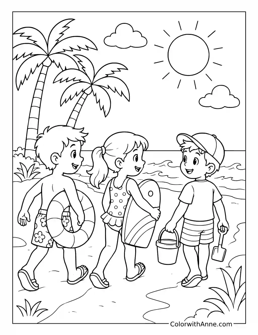 First Day of Summer at the Beach coloring page