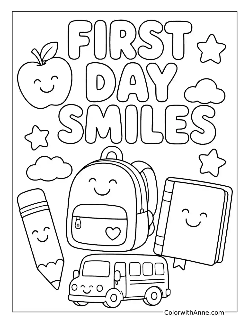 First Day Smiles coloring page