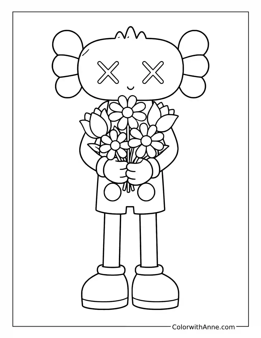Flower Bouquet X-Eyed Art Toy coloring page