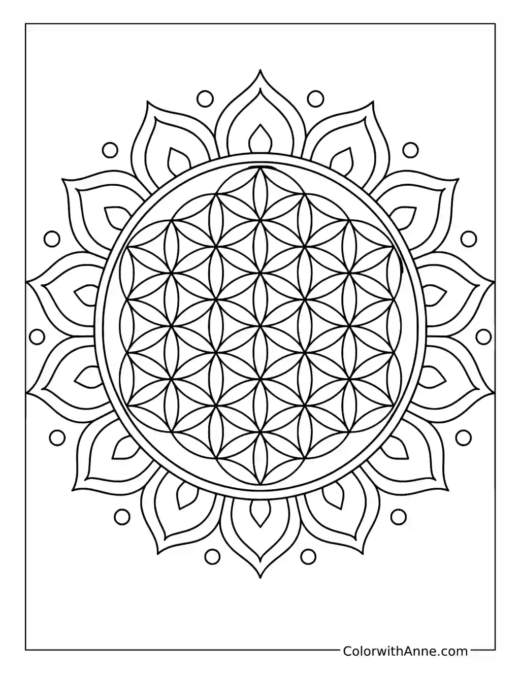 Flower of Life Sacred Geometry coloring page
