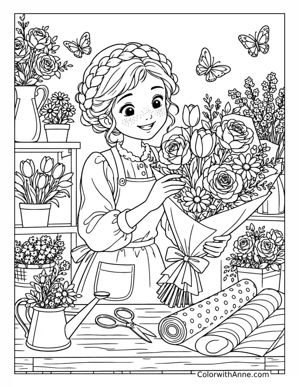 Flower Shop Helper’s Bouquet coloring page