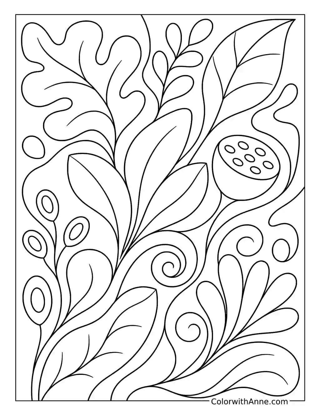 Flowing Botanical Whimsy coloring page