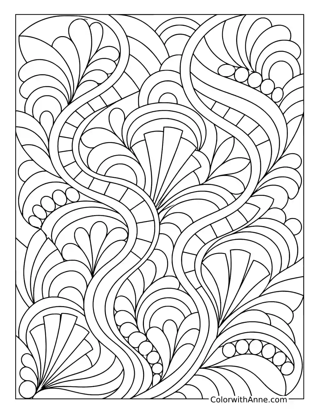 Flowing Fan Ribbons coloring page