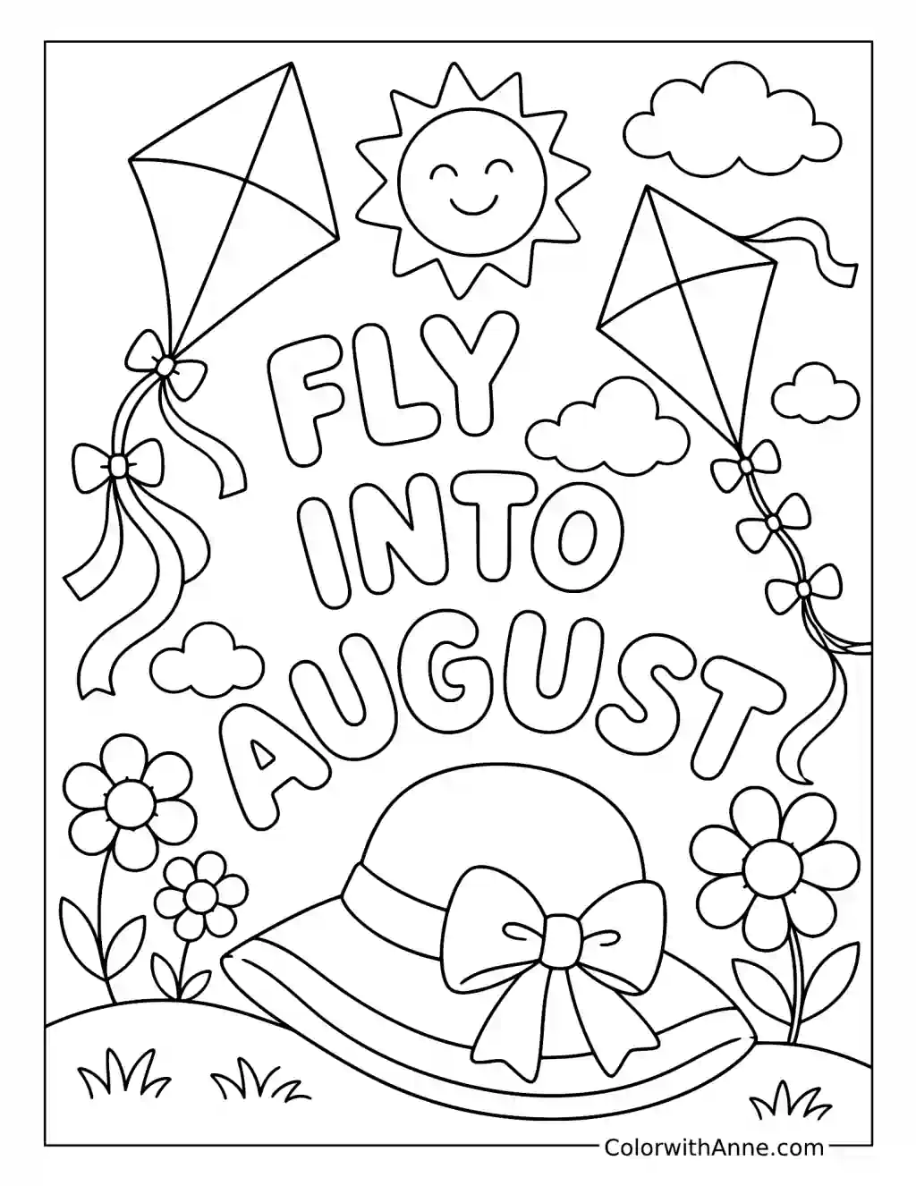 Fly Into August coloring page