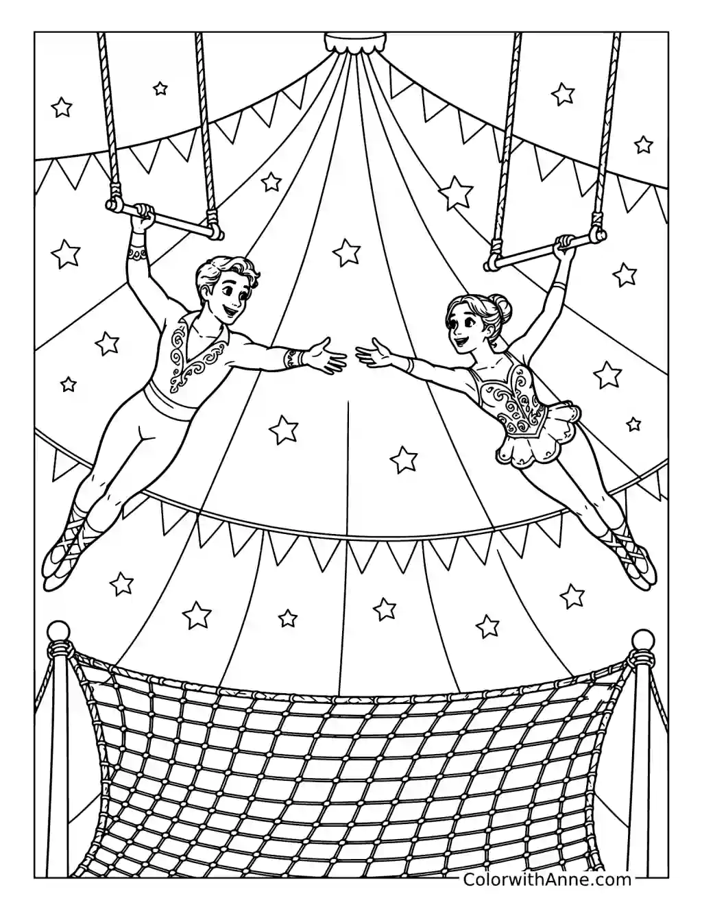 Flying Trapeze Artists coloring page